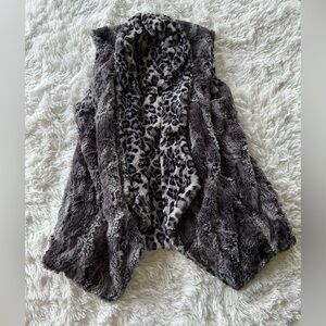 Chico's | Reversible Gray & Cheetah Faux Fur Vest